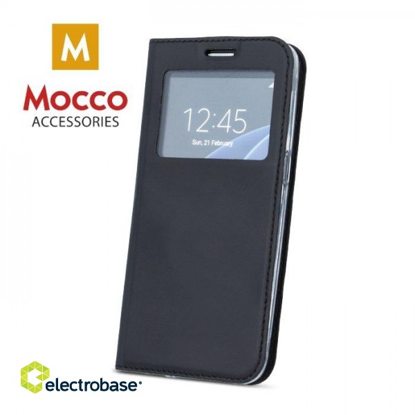 Mocco Smart Look Magnet Book Case Grāmatveida Maks Ar Lodziņu Telefonam Samsung A730 Galaxy A8 Plus (2018) Melns image 1