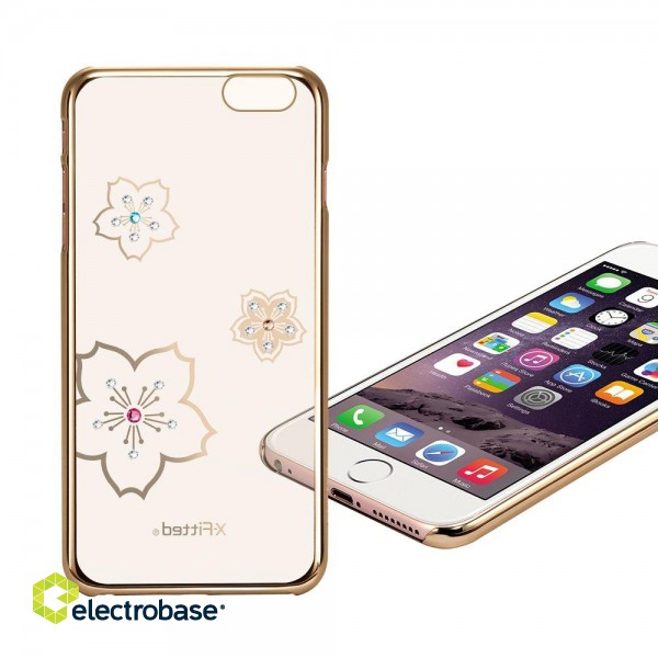 X-Fitted Plastic Case With Swarovski Crystals for Apple iPhone  6 / 6S Gold / Blossoming image 2