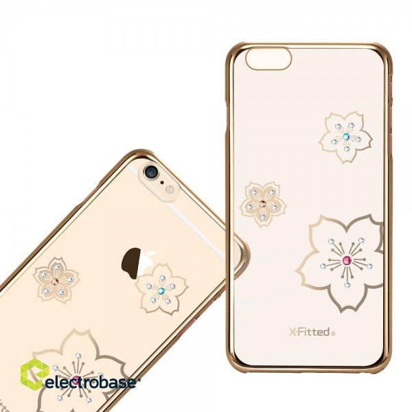 X-Fitted Plastic Case With Swarovski Crystals for Apple iPhone  6 / 6S Gold / Blossoming image 3