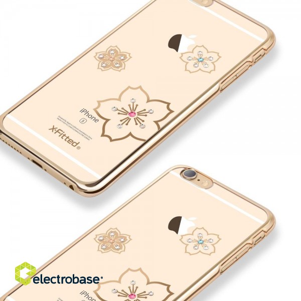 X-Fitted Plastic Case With Swarovski Crystals for Apple iPhone  6 / 6S Gold / Blossoming image 4