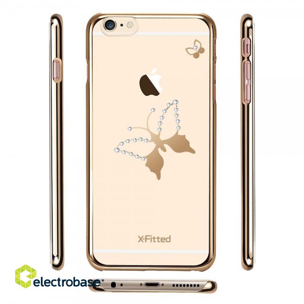 X-Fitted Aizmugurējais Plastikata Apvalks ar Swarovski Kristāliem Priekš Apple iPhone 6 / 6S Zelts / Klasisks Taurenis image 2