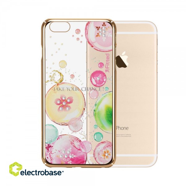 X-Fitted Plastic Case With Swarovski Crystals for Apple iPhone  6 / 6S Gold / Fancy Bubble image 3