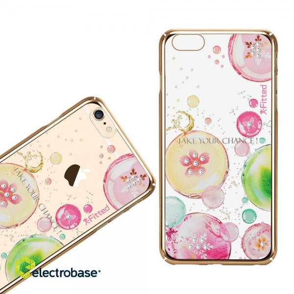 X-Fitted Plastic Case With Swarovski Crystals for Apple iPhone  6 / 6S Gold / Fancy Bubble image 4