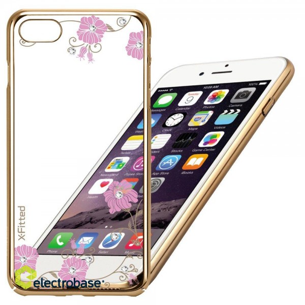 X-Fitted Plastic Case With Swarovski Crystals for Apple iPhone  6 / 6S Gold / Graceland image 1