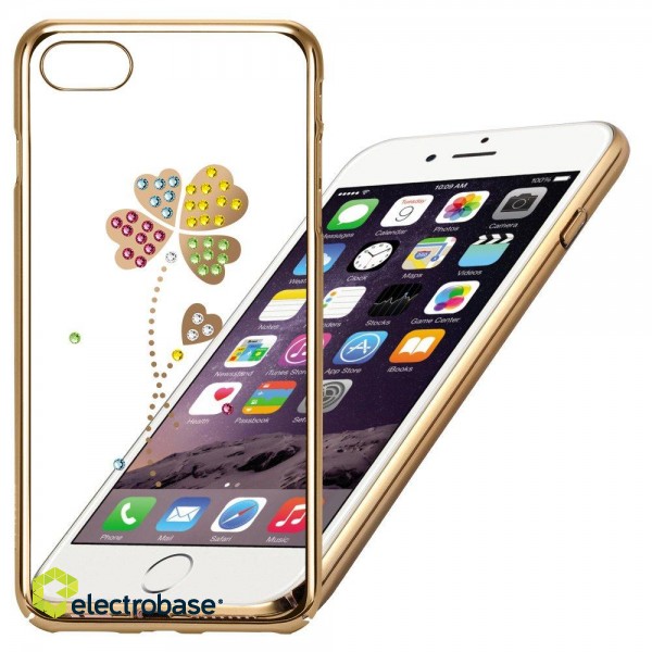 X-Fitted Plastic Case With Swarovski Crystals for Apple iPhone  6 / 6S Gold / Lucky Clover image 1