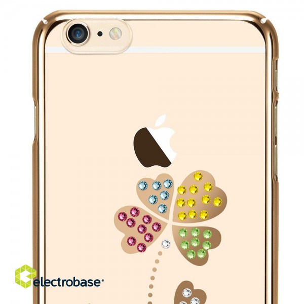 X-Fitted Plastic Case With Swarovski Crystals for Apple iPhone  6 / 6S Gold / Lucky Clover image 2