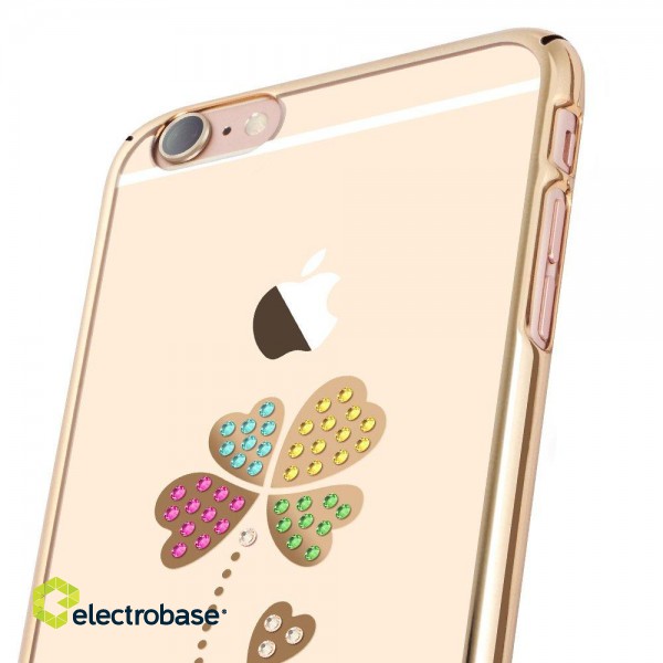 X-Fitted Aizmugurējais Plastikata Apvalks ar Swarovski Kristāliem Priekš Apple iPhone 6 / 6S Zelts / Veiksmīgs Āboliņš image 7