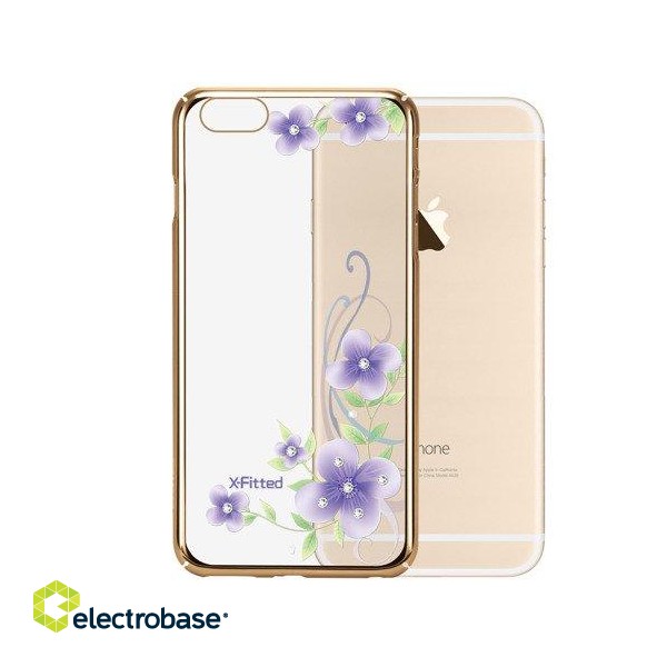 X-Fitted Plastic Case With Swarovski Crystals for Apple iPhone  6 / 6S Gold / Orchid Fairy image 2