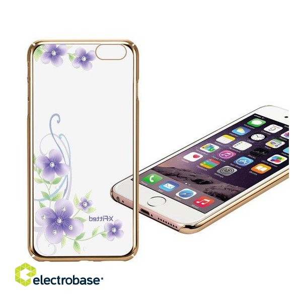 X-Fitted Plastic Case With Swarovski Crystals for Apple iPhone  6 / 6S Gold / Orchid Fairy image 3