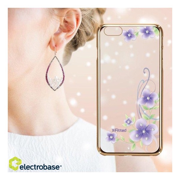 X-Fitted Plastic Case With Swarovski Crystals for Apple iPhone  6 / 6S Gold / Orchid Fairy image 6