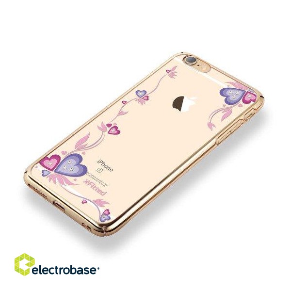 X-Fitted Plastic Case With Swarovski Crystals for Apple iPhone  6 / 6S Gold / Purple Dreams image 1