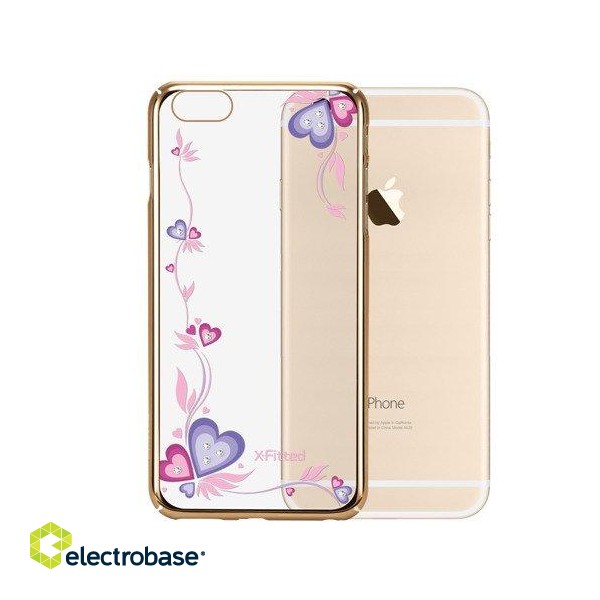 X-Fitted Plastic Case With Swarovski Crystals for Apple iPhone  6 / 6S Gold / Purple Dreams image 2