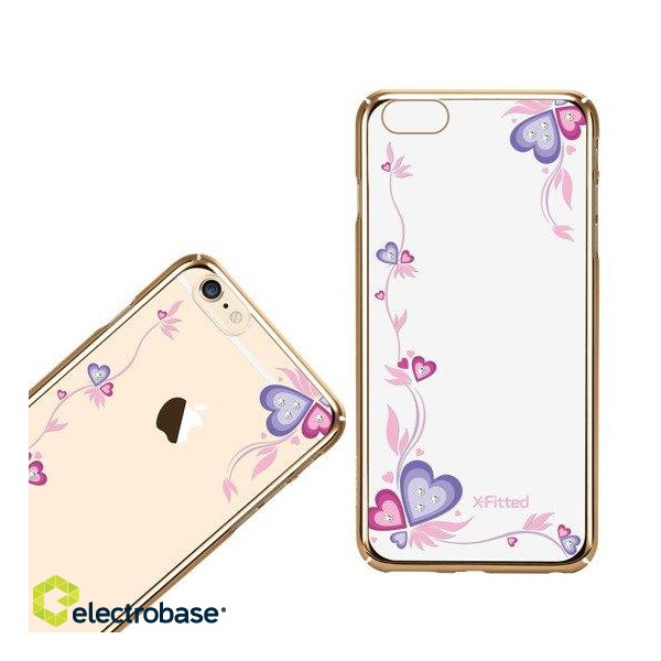 X-Fitted Plastic Case With Swarovski Crystals for Apple iPhone  6 / 6S Gold / Purple Dreams image 4