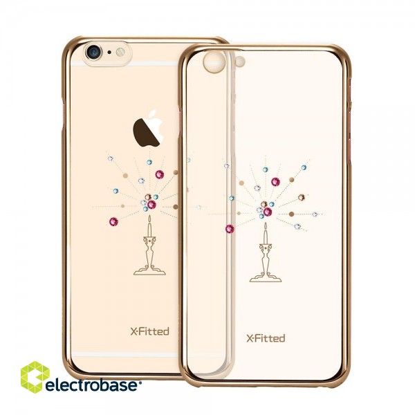 X-Fitted Plastic Case With Swarovski Crystals for Apple iPhone  6 / 6S Gold / Starry Sky image 3