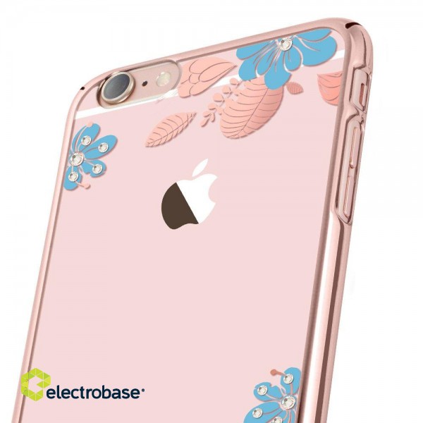 X-Fitted Plastic Case With Swarovski Crystals for Apple iPhone  6 / 6S Pink / Blue Flower image 7