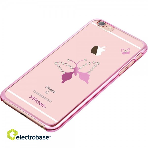 X-Fitted Plastic Case With Swarovski Crystals for Apple iPhone  6 / 6S Pink / Classic Butterfly image 3
