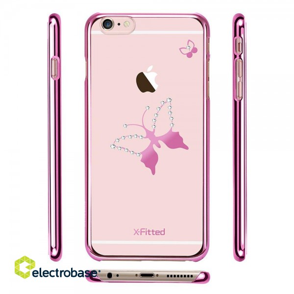 X-Fitted Plastic Case With Swarovski Crystals for Apple iPhone  6 / 6S Pink / Classic Butterfly image 5