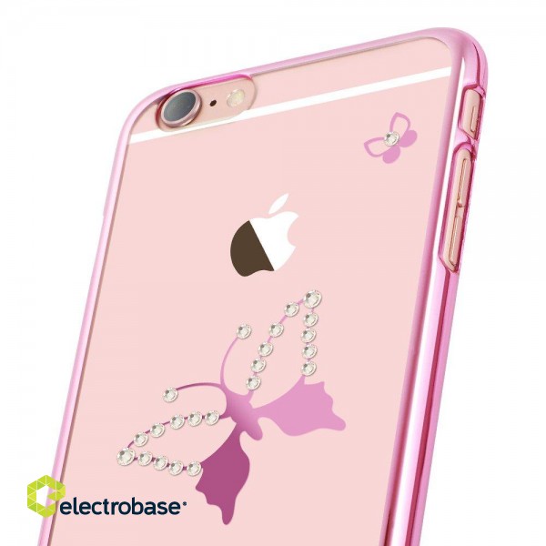 X-Fitted Plastic Case With Swarovski Crystals for Apple iPhone  6 / 6S Pink / Classic Butterfly image 6