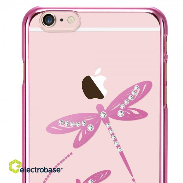 X-Fitted Plastic Case With Swarovski Crystals for Apple iPhone  6 / 6S Pink / Dragonfly image 2