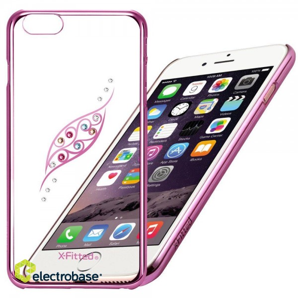 X-Fitted Plastic Case With Swarovski Crystals for Apple iPhone  6 / 6S Pink / Graceful leaf image 1
