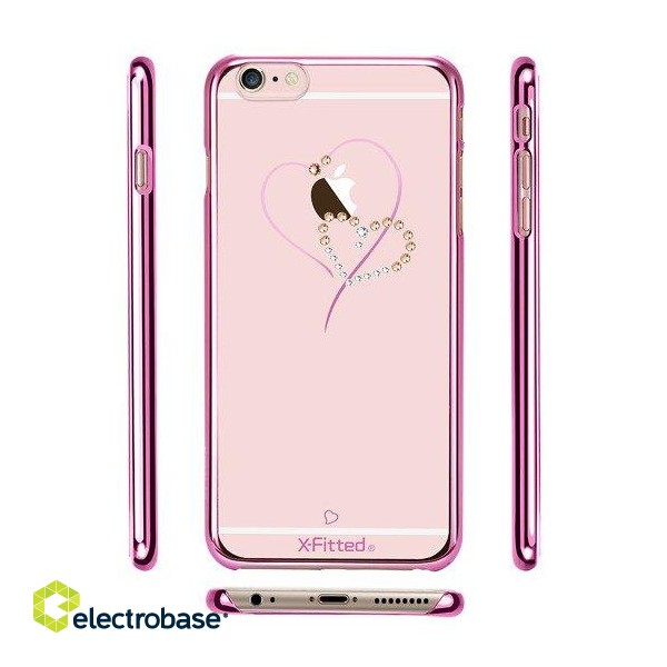 X-Fitted Plastic Case With Swarovski Crystals for Apple iPhone  6 / 6S Pink / Hearts image 2