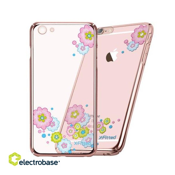 X-Fitted Plastic Case With Swarovski Crystals for Apple iPhone  6 / 6S Rose gold / Flourishing Bloom paveikslėlis 1