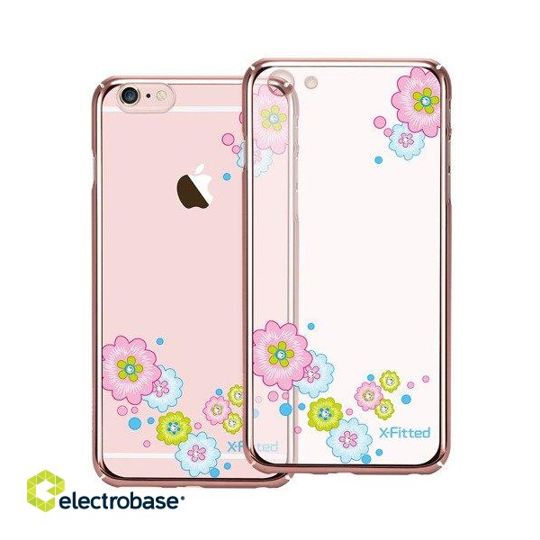 X-Fitted Пластиковый чехол С Кристалами Swarovski для Apple iPhone  6 / 6S Роза золото / Цветочный Расцвет фото 5
