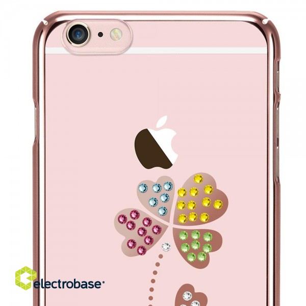 X-Fitted Plastic Case With Swarovski Crystals for Apple iPhone  6 / 6S Rose gold / Lucky Clover image 1