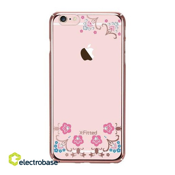 X-Fitted Пластиковый чехол С Кристалами Swarovski для Apple iPhone  6 / 6S Роза золото / Удачливый Цветок фото 4