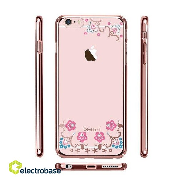X-Fitted Пластиковый чехол С Кристалами Swarovski для Apple iPhone  6 / 6S Роза золото / Удачливый Цветок фото 5