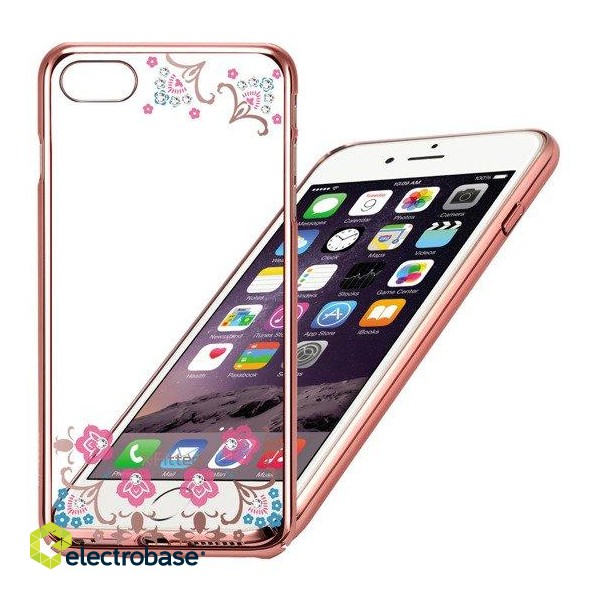 X-Fitted Plastic Case With Swarovski Crystals for Apple iPhone  6 / 6S Rose gold / Lucky Flower image 6