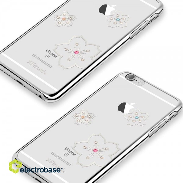 X-Fitted Пластиковый чехол С Кристалами Swarovski для Apple iPhone  6 / 6S Серебро /  Цветение фото 2