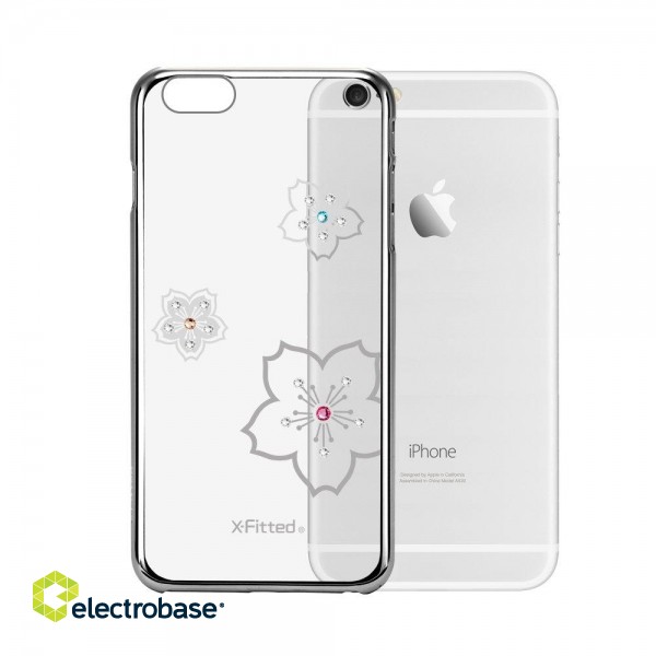 X-Fitted Plastic Case With Swarovski Crystals for Apple iPhone  6 / 6S Silver / Blossoming paveikslėlis 3