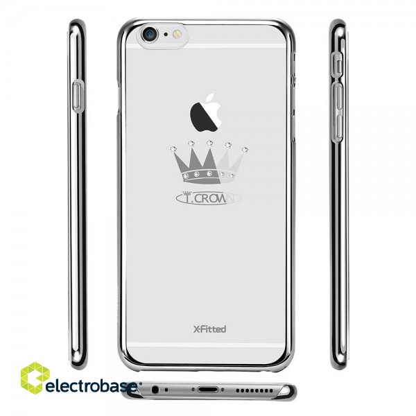 X-Fitted Plastic Case With Swarovski Crystals for Apple iPhone  6 / 6S Silver / Crown image 2