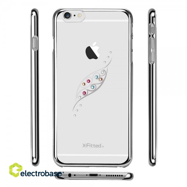 X-Fitted Aizmugurējais Plastikata Apvalks ar Swarovski Kristāliem Priekš Apple iPhone 6 / 6S Sudrabs / Gracioza Lapa image 3