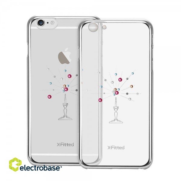 X-Fitted Aizmugurējais Plastikata Apvalks ar Swarovski Kristāliem Priekš Apple iPhone 6 / 6S Sudrabs / Zvaigžņu Debess image 3