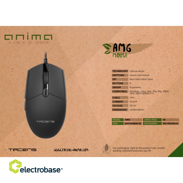 Anima AMG Professional Mouse 3200DPI / USB 1,6m / 6-buttons paveikslėlis 5