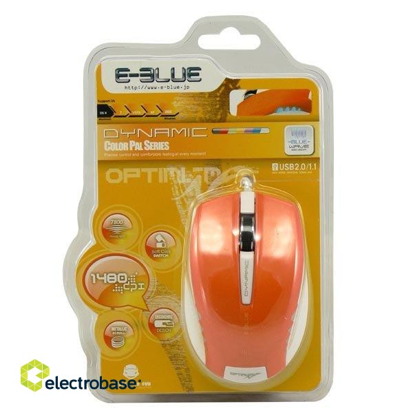E-Blue Color Pal Series Premium Mouse 1480 DPI / 1.2m Cable / USB / Orange image 2