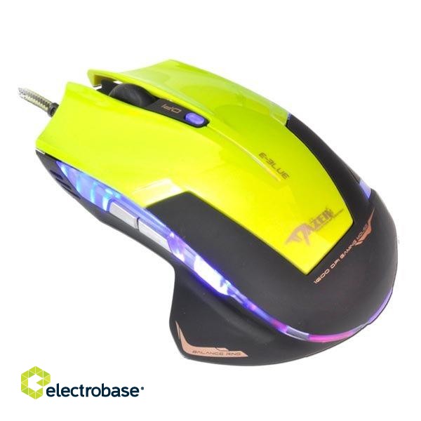 E-Blue EMS124GR Gaming Mouse with Additional Buttons / LED RGB / 2400 DPI / Avago Chipset / USB Green paveikslėlis 1