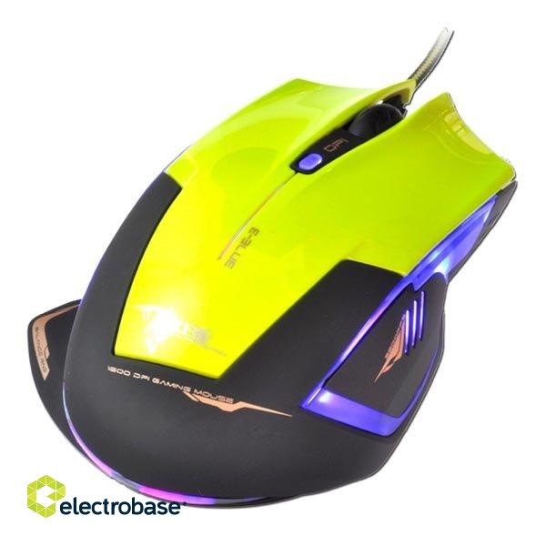 E-Blue EMS124GR Gaming Mouse with Additional Buttons / LED RGB / 2400 DPI / Avago Chipset / USB Green paveikslėlis 3