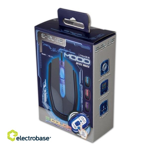 E-Blue EMS633 MOOD Gaming Mouse with Additional Buttons / 3 LED Lights / 2400 DPI / USB Black paveikslėlis 4