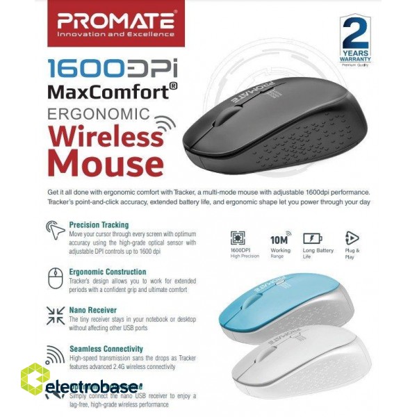 PROMATE TRACKER MaxComfort® Ergonomic Wireless Mouse image 4