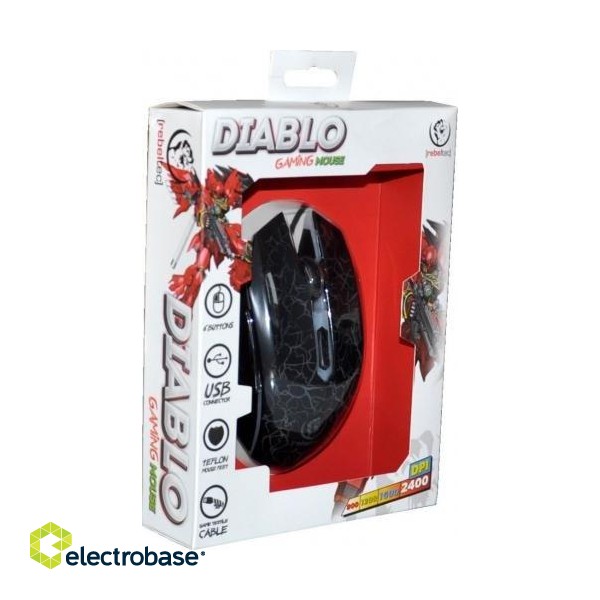 Rebeltec Diablo Spēļu Datora Pele ar Papildus Pogām un Apgaismojumu / 2400 DPI / USB
