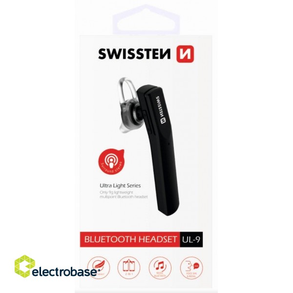 Swissten Ultra Light UL-9 Bluetooth HandsFree Headset with MultiPoint paveikslėlis 4