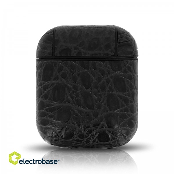 Devia Lux Series Eco ādas izskata ar magnētisko karabīni aizsargmaciņš priekš Apple AirPods 1st Generation image 2