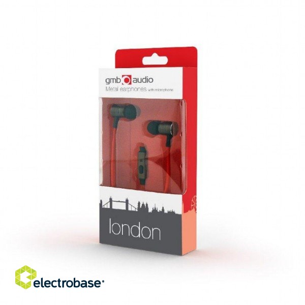 Gembird Metal London MHS-EP-LHR Universal Headsets with Microphone Black - Red image 2