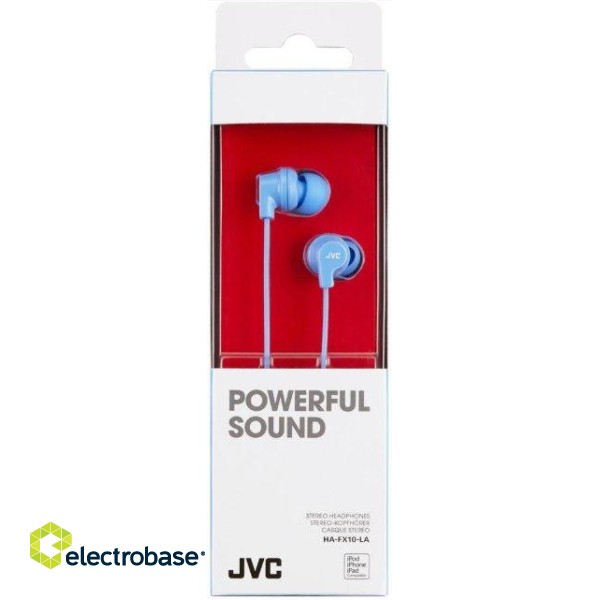 JVC HA-FX10-LA-E PowerFul Sound Headphones Light Blue image 1