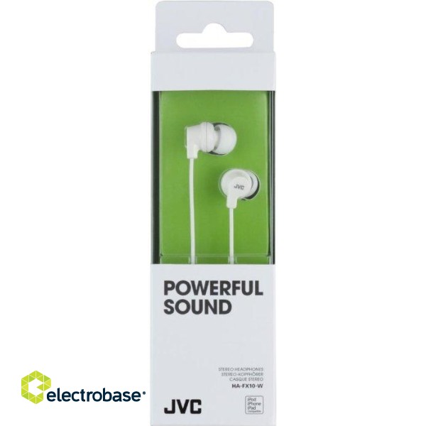 JVC HA-FX10-W-E PowerFul Sound Headphones White image 1