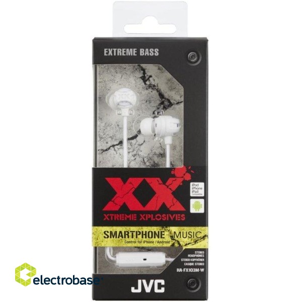 JVC HA-FX103M-W-E Xtreme Xplosives Headphones with Remote & Microphone White image 2