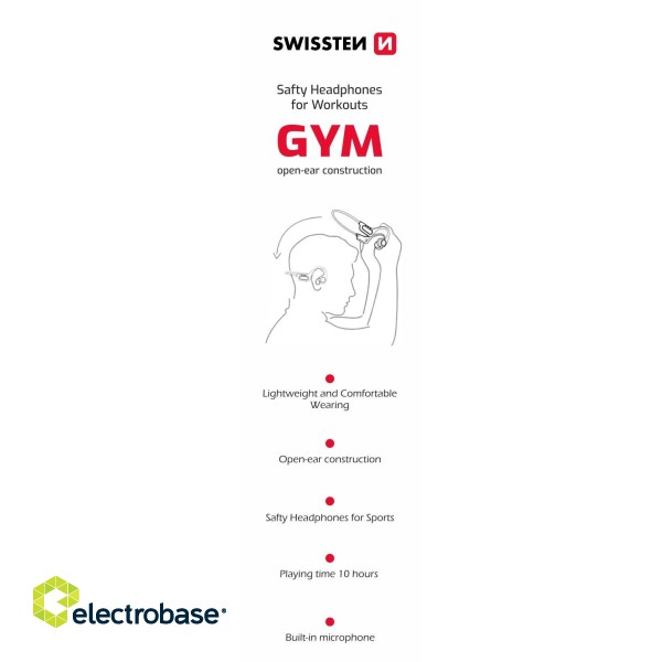 Swissten Gym Air Conduction Bluetooth Earphones paveikslėlis 4